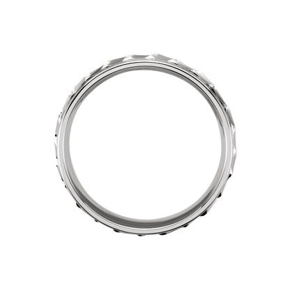 Continuum Sterling Silver Milgrain Edge Diagonal Grooved Comfort-Fit Half Round Band