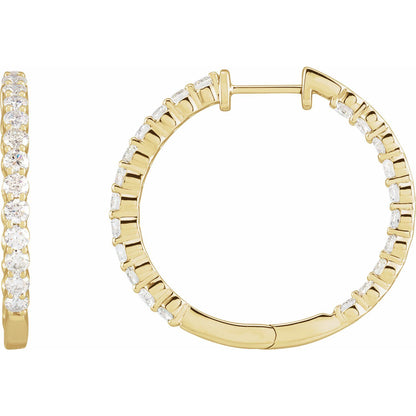3 CTW Lab-Grown Diamond Inside-Outside Hinged Hoop Earrings
