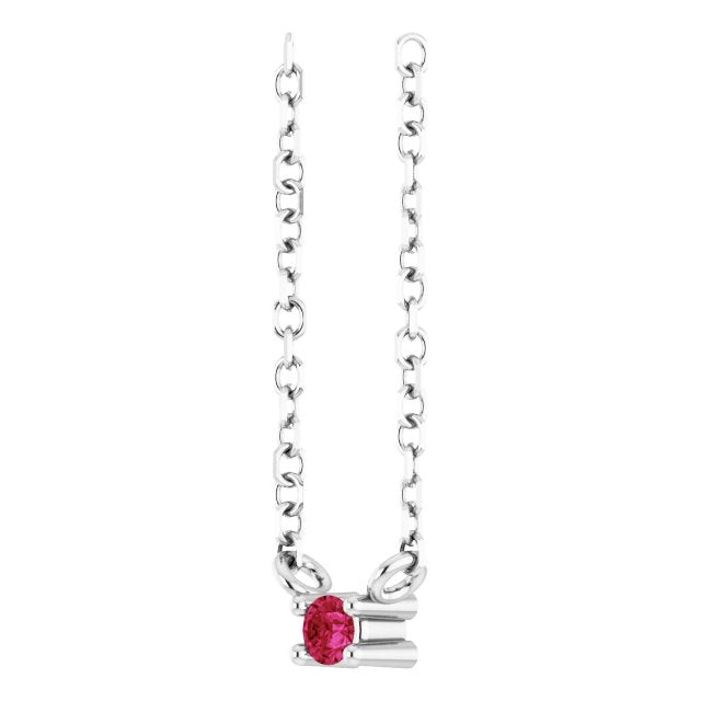 Sterling Silver Lab-Grown Ruby Bar 16" Necklace