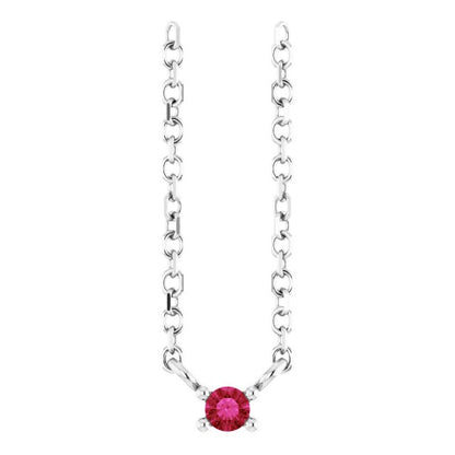 Sterling Silver Lab-Grown Ruby Bar 16" Necklace