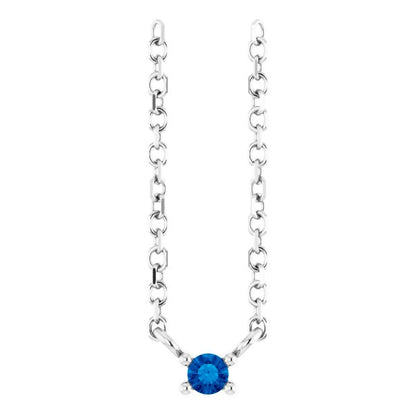 Sterling Silver Natural Blue Sapphire Bar 16" Necklace