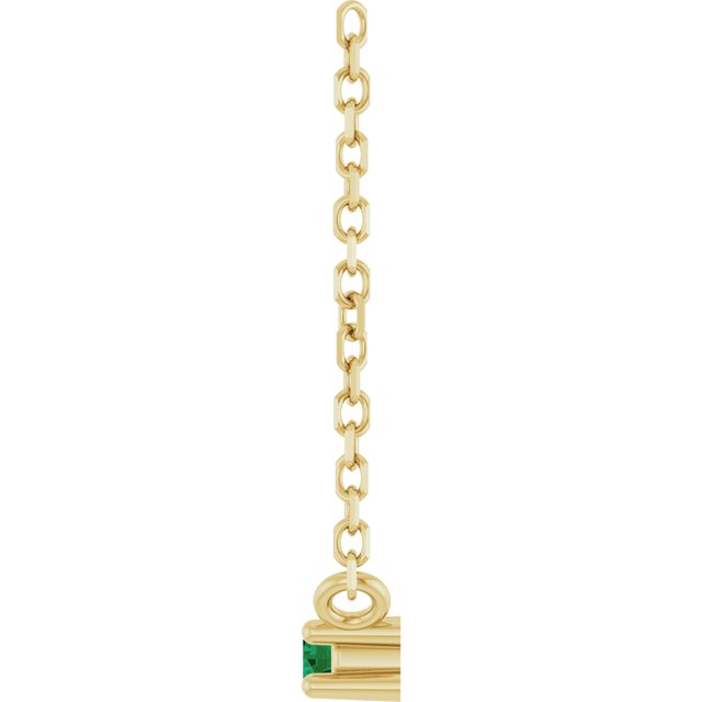 14K Yellow Gold Natural Emerald Bar 16" Necklace