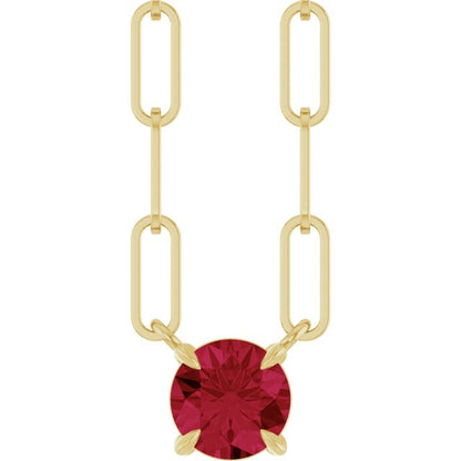 14K Yellow Gold Lab-Grown Ruby 18" Necklace, 6.7 x 5.9 mm