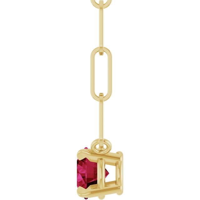 14K Yellow Gold Lab-Grown Ruby 18" Necklace, 6.7 x 5.9 mm