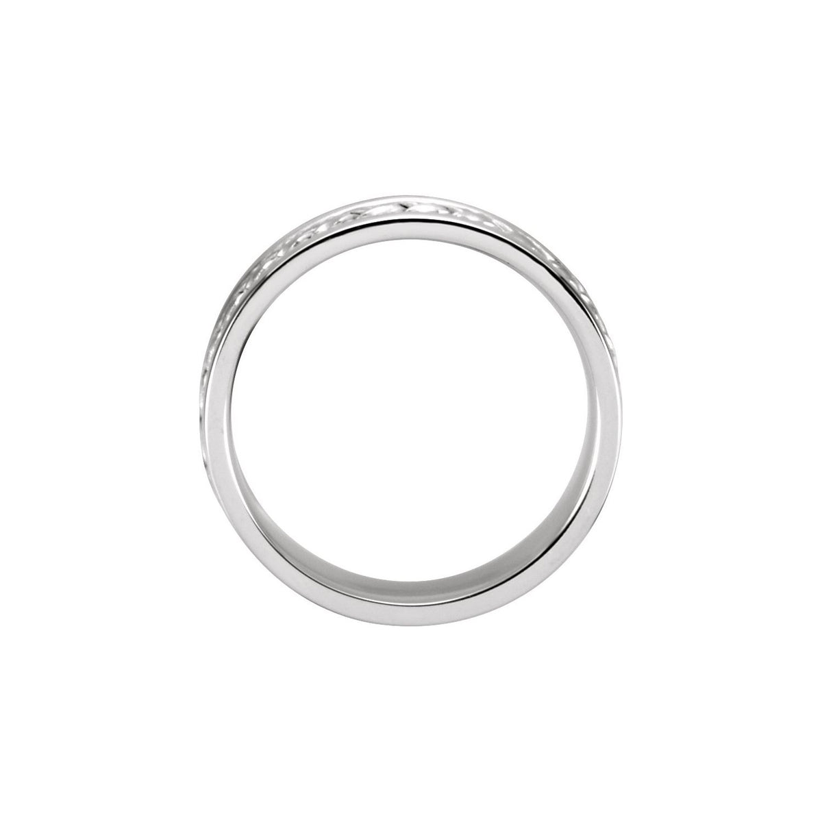 14K White Gold Rope Hand-Woven Comfort-Fit Flat Band