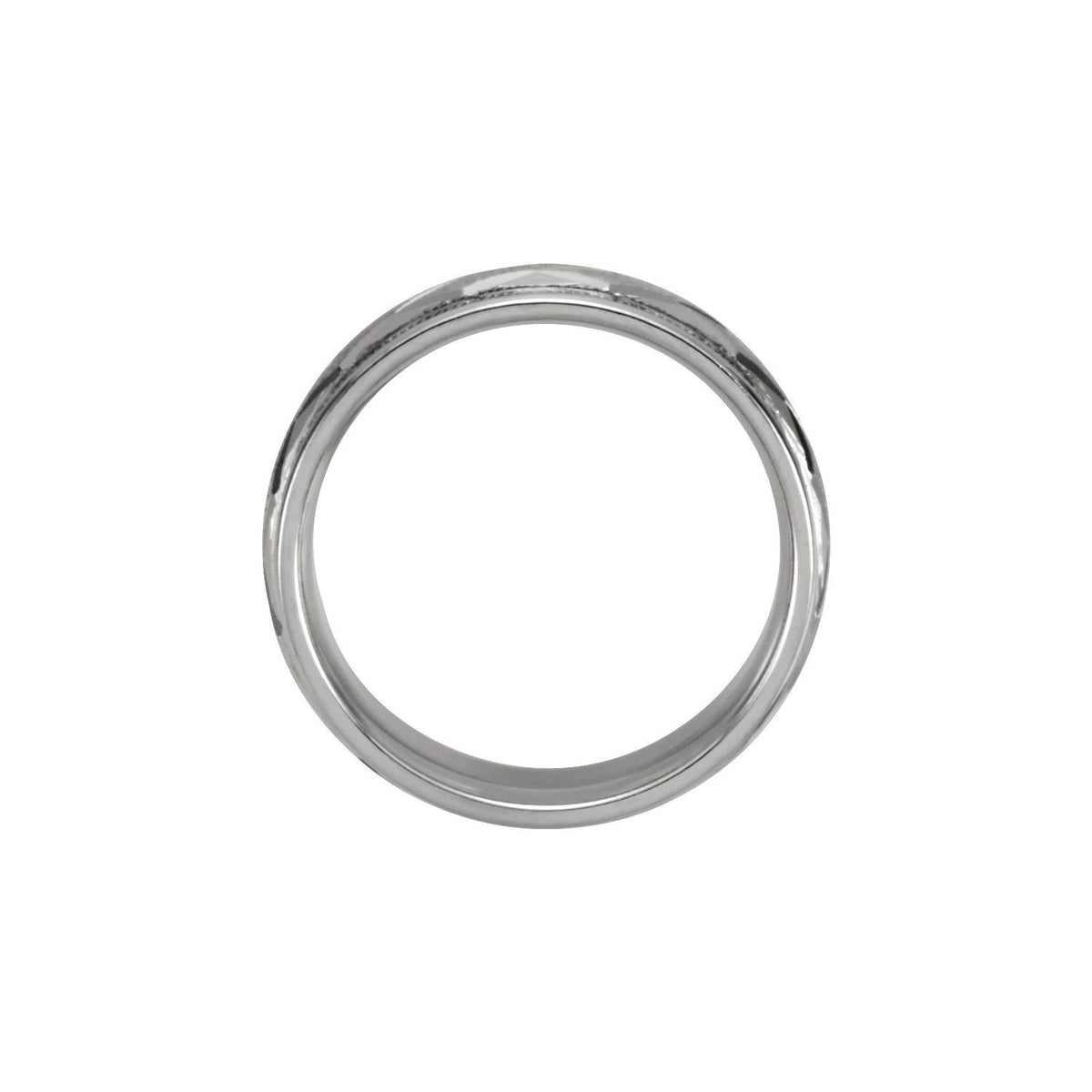 Milgrain Edge Geometric Faceted Comfort-Fit Half Round Band