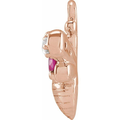 Natural Ruby & .05 CTW Natural Diamond Bee Dangle