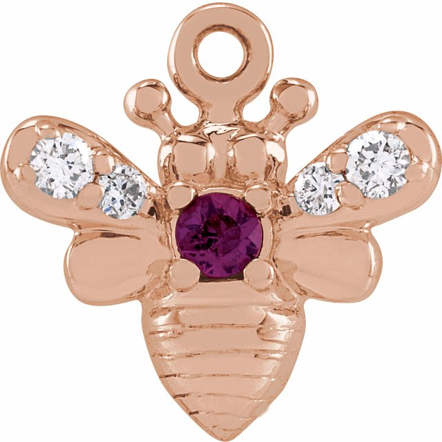 Natural Ruby & .05 CTW Natural Diamond Bee Dangle
