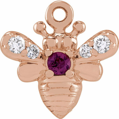 Natural Ruby & .05 CTW Natural Diamond Bee Dangle