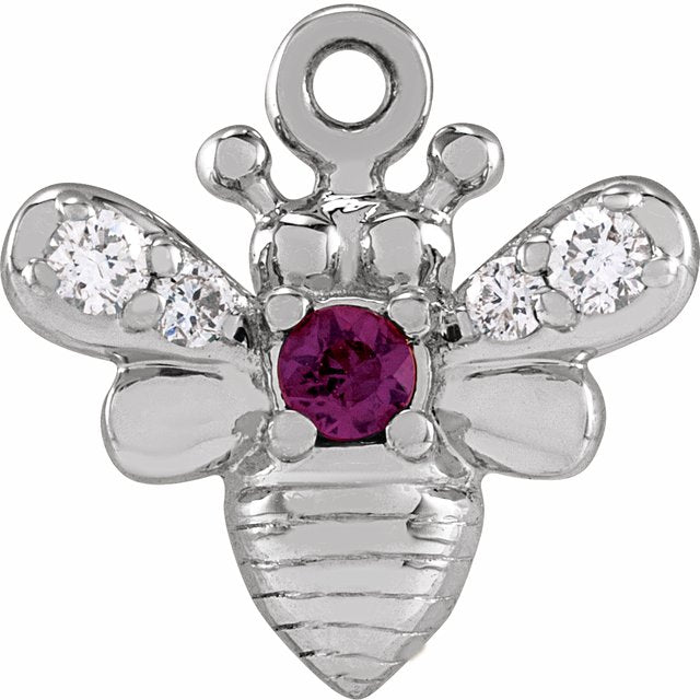 Natural Ruby & .05 CTW Natural Diamond Bee Dangle