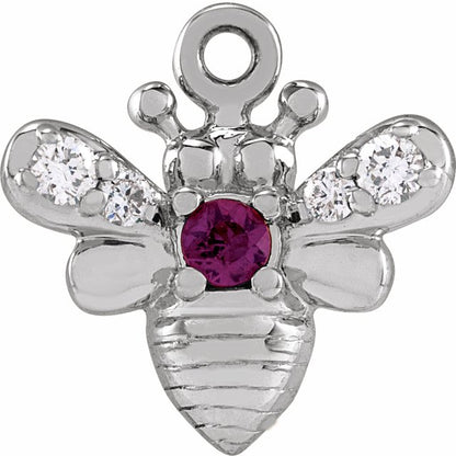 Natural Ruby & .05 CTW Natural Diamond Bee Dangle