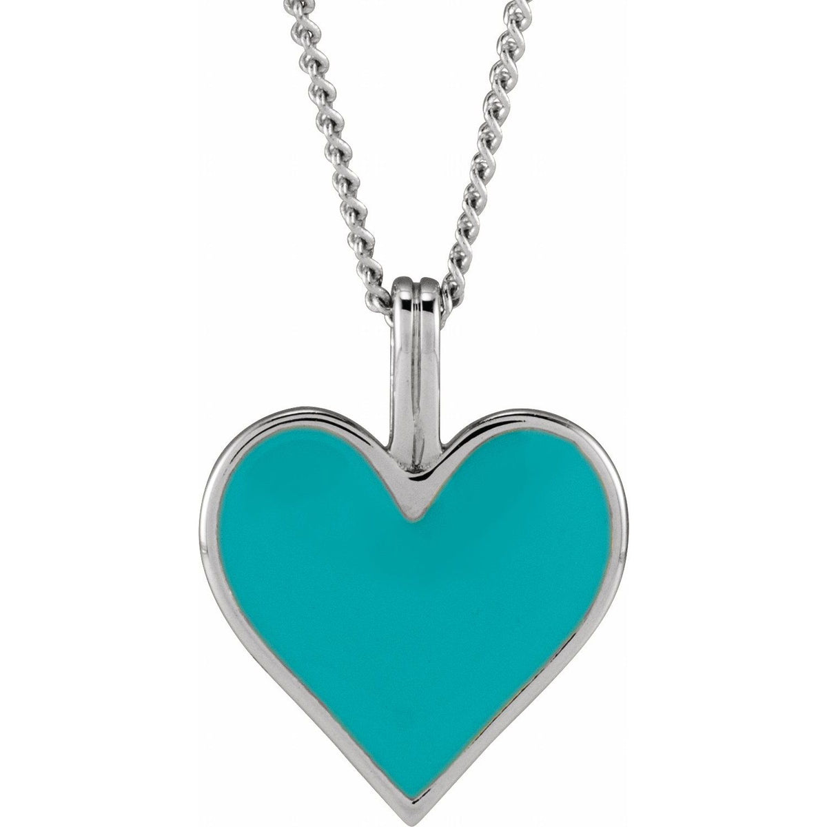 Light Turquoise Enamel Heart 18" Necklace