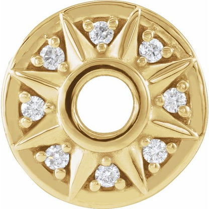 .06 CTW Natural Diamond Star Hoop Dangle, 10 mm x 10 mm, Accented