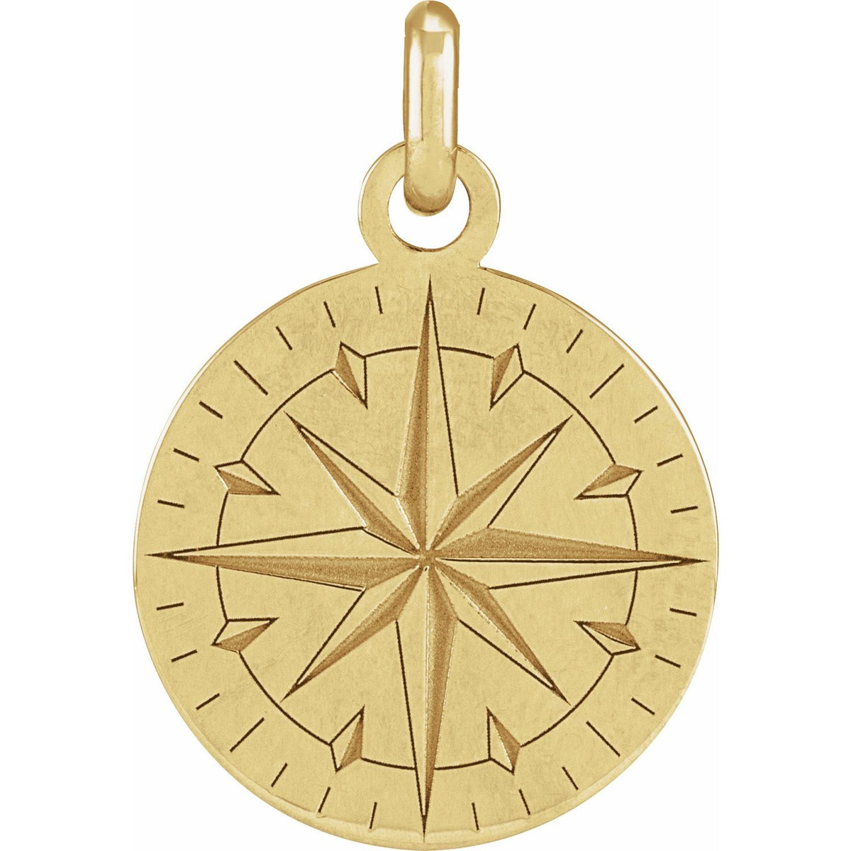 14K Yellow Gold Compass Pendant