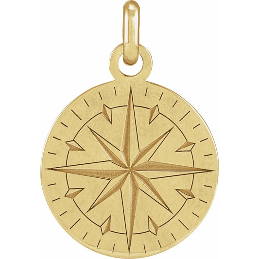 14K Yellow Gold Compass Pendant