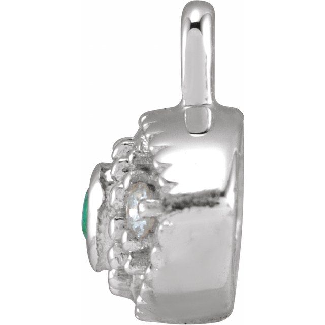 Petite Pavé® Natural Emerald & .01 CTW Natural Diamond Evil Eye Dangle