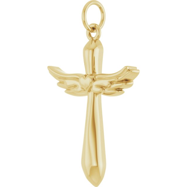 Angel Wings Heart Cross Pendant