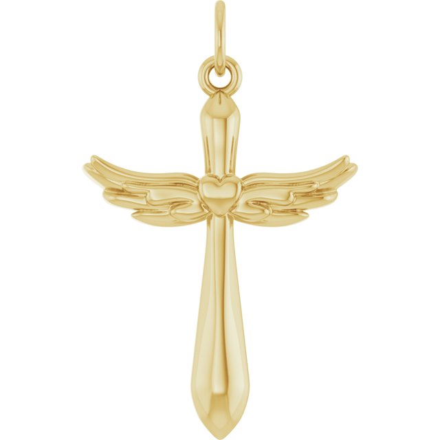 Angel Wings Heart Cross Pendant