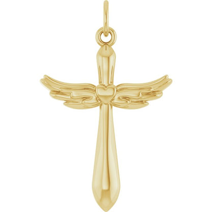Angel Wings Heart Cross Pendant