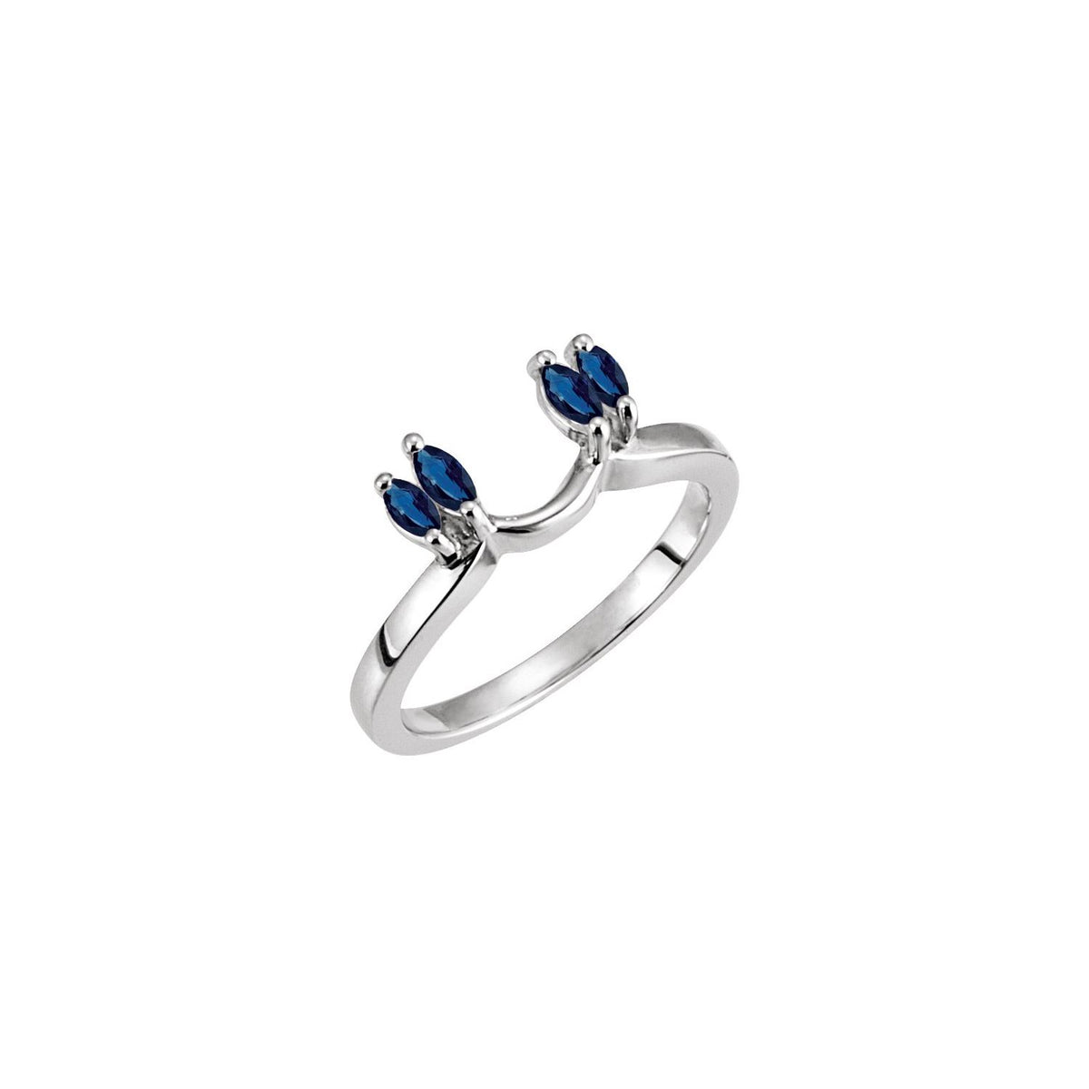 14K White Gold Natural Blue Sapphire Wrap-Style Ring Enhancer
