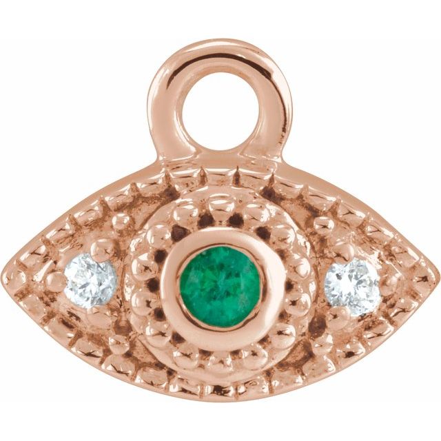 Petite Pavé® Natural Emerald & .01 CTW Natural Diamond Evil Eye Dangle
