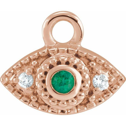 Petite Pavé® Natural Emerald & .01 CTW Natural Diamond Evil Eye Dangle