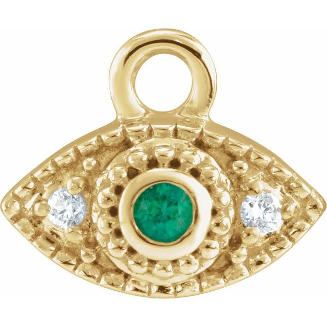 Petite Pavé® Natural Emerald & .01 CTW Natural Diamond Evil Eye Dangle