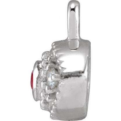 Petite Pavé® Natural Ruby & .01 CTW Natural Diamond Evil Eye Dangle