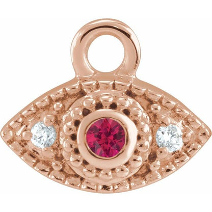 Petite Pavé® Natural Ruby & .01 CTW Natural Diamond Evil Eye Dangle