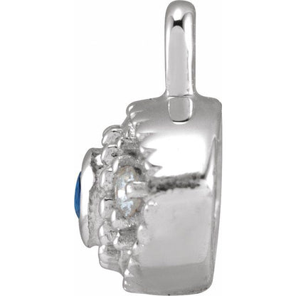 Petite Pavé® Natural Blue Sapphire & .01 CTW Natural Diamond Evil Eye Dangle, 5.8 mm x 7 mm