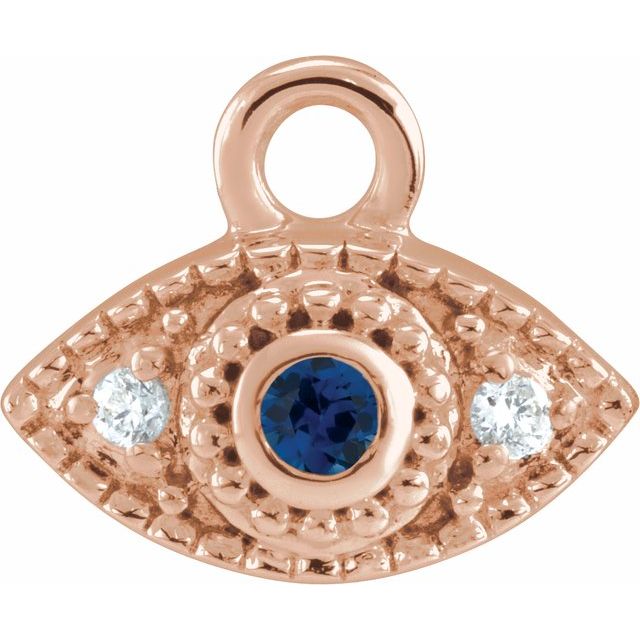 Petite Pavé® Natural Blue Sapphire & .01 CTW Natural Diamond Evil Eye Dangle, 5.8 mm x 7 mm