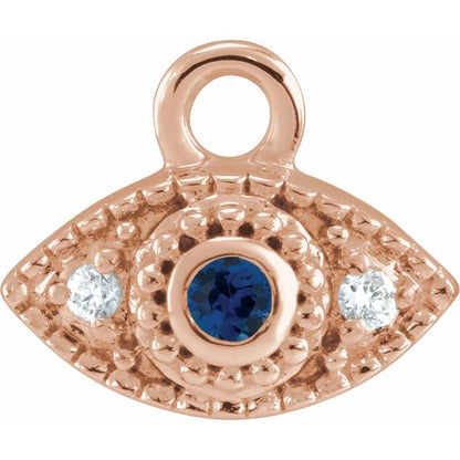 Petite Pavé® Natural Blue Sapphire & .01 CTW Natural Diamond Evil Eye Dangle, 5.8 mm x 7 mm