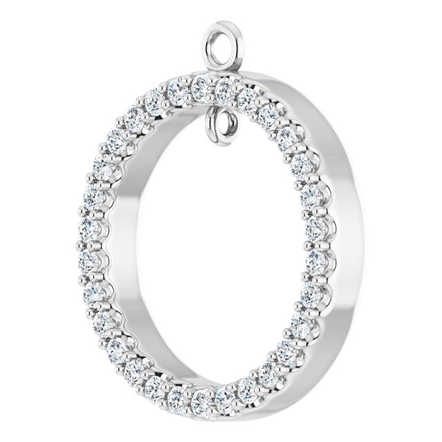 14K White Gold 3/8 CTW Natural Diamond Circle Dangle