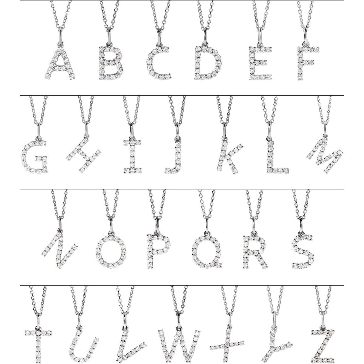 1/4 CTW Lab-Grown Diamond Initial 16-18" Necklace