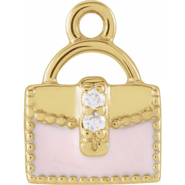Petite Pavé® .01 CTW Natural Diamond Pink Enamel Purse Dangle