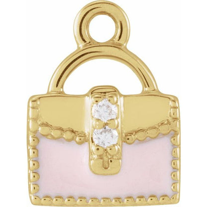 Petite Pavé® .01 CTW Natural Diamond Pink Enamel Purse Dangle
