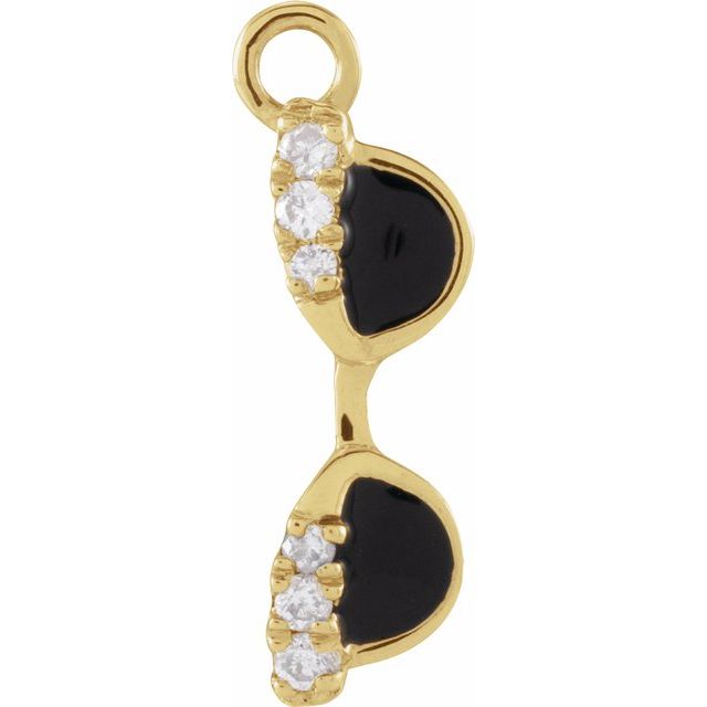 Petite Pavé® .02 CTW Natural Diamond Black Enamel Sunglasses Dangle