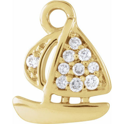 Petite Pavé® .03 CTW Natural Diamond Sailboat Dangle