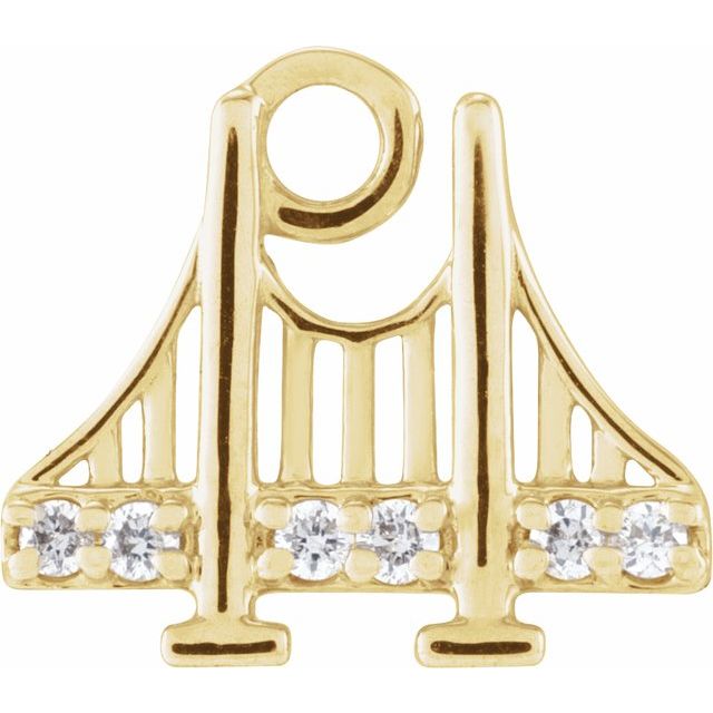 14K Yellow Petite Pavé® .025 CTW Natural Diamond Golden Gate Bridge Dangle