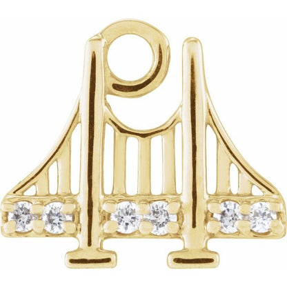 14K Yellow Petite Pavé® .025 CTW Natural Diamond Golden Gate Bridge Dangle