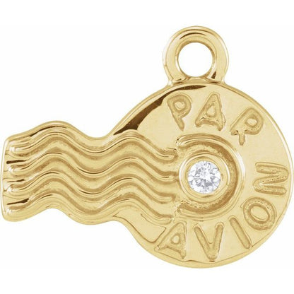 Petite Pavé® .01 CT Natural Diamond Par Avion Stamp Dangle