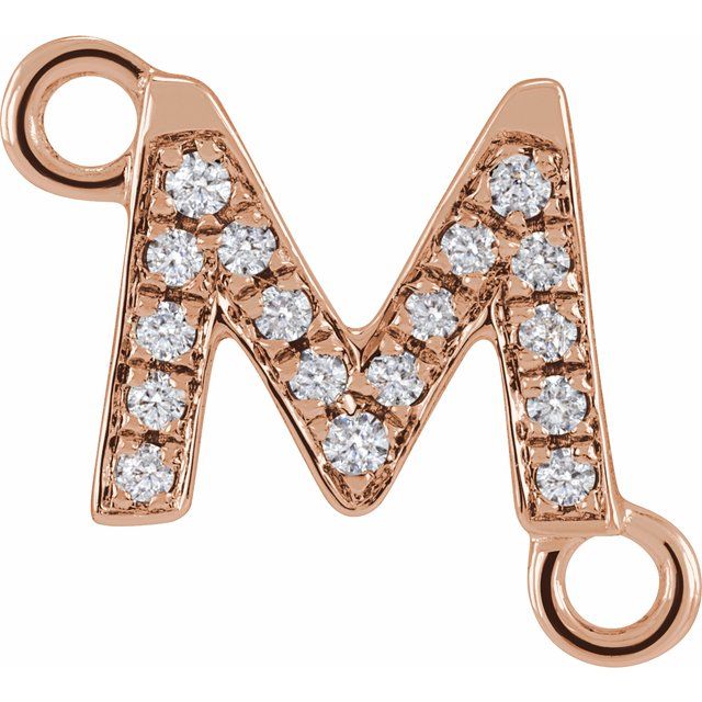 14K Rose Gold Petite Pavé™ .06 CTW Natural Diamond Initial Link