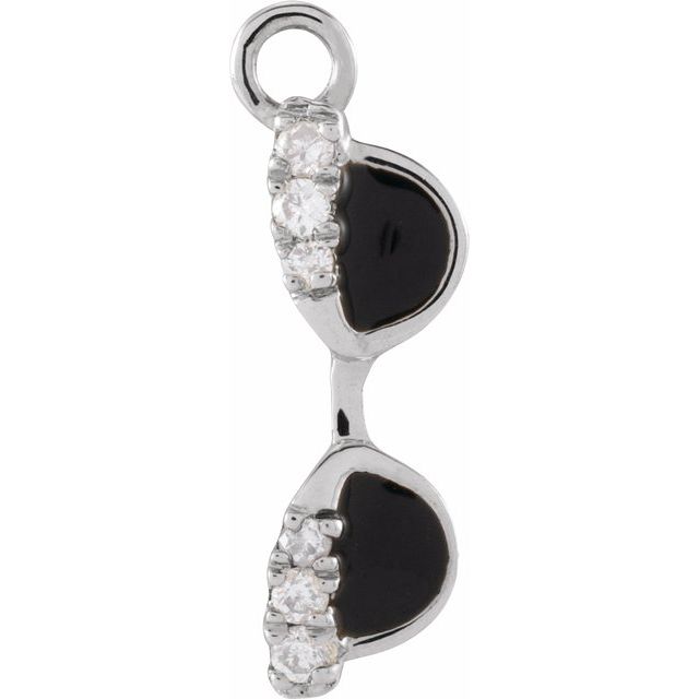 Petite Pavé® .02 CTW Natural Diamond Black Enamel Sunglasses Dangle