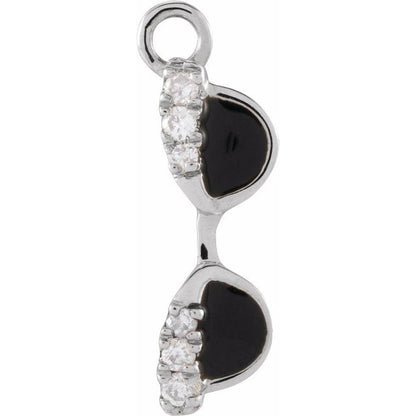 Petite Pavé® .02 CTW Natural Diamond Black Enamel Sunglasses Dangle