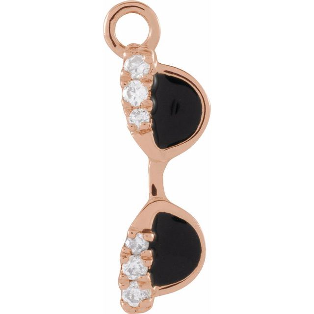 Petite Pavé® .02 CTW Natural Diamond Black Enamel Sunglasses Dangle