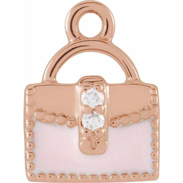 Petite Pavé® .01 CTW Natural Diamond Pink Enamel Purse Dangle