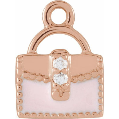 Petite Pavé® .01 CTW Natural Diamond Pink Enamel Purse Dangle