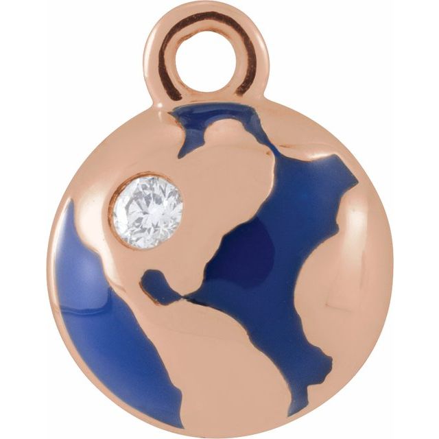 Petite Pavé® .015 CT Natural Diamond Blue Enamel Globe Dangle
