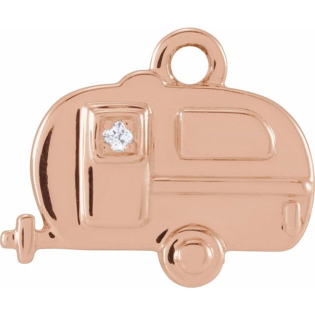 14K Rose Gold Petite Pavé® .005 CT Natural Diamond Camper Dangle