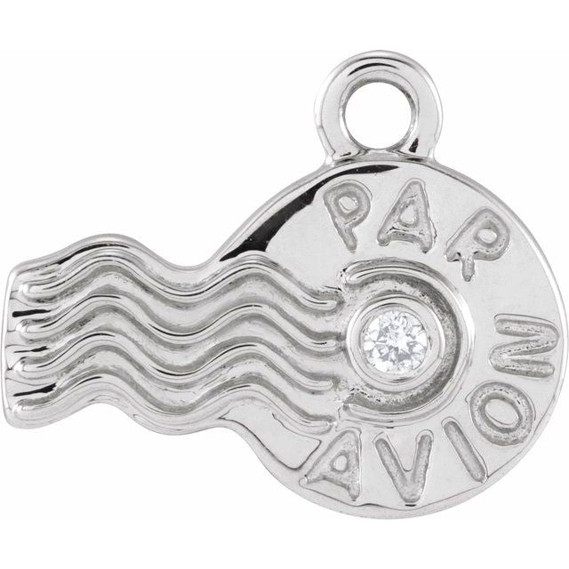 Petite Pavé® .01 CT Natural Diamond Par Avion Stamp Dangle
